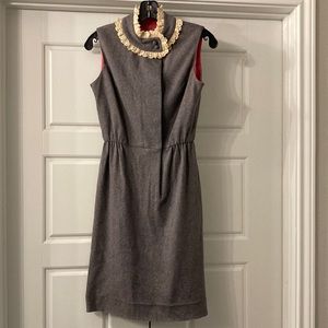 Vintage Joseph magnin 1960s wool fur sheath dress crochet neck